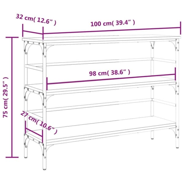 vidaXL Konsollbord brun eik 100x32x75 cm konstruert tre