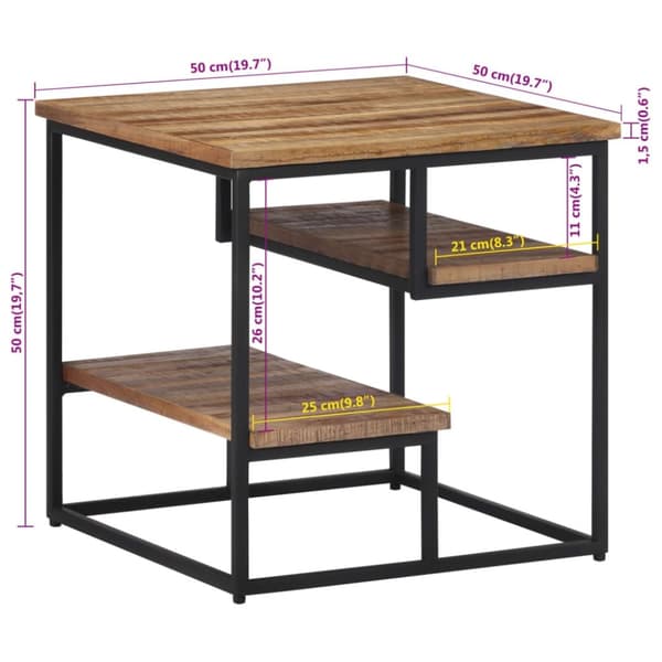 vidaXL sidebord 50x50x50 cm massivt genbrugsteak