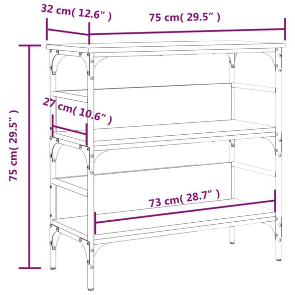 vidaXL Konsollbord brun eik 75x32x75 cm konstruert tre
