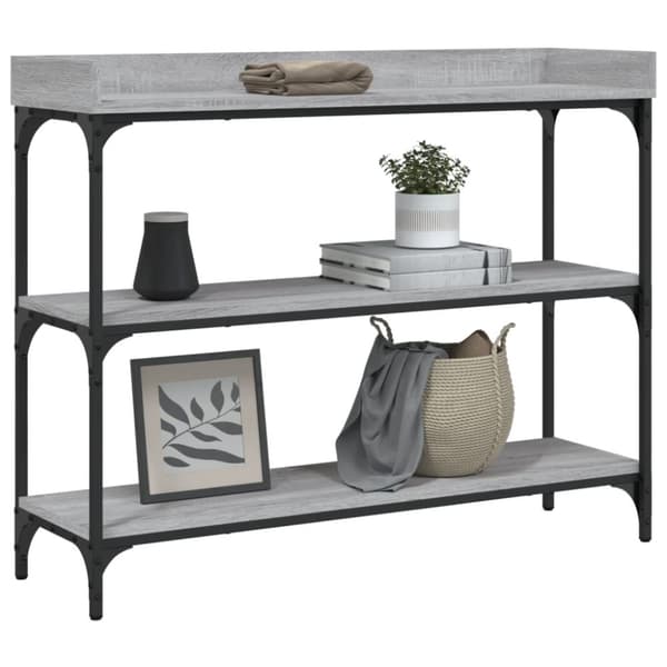 vidaXL Konsolipöytä hyllyillä harmaa Sonoma 100x30x80 cm