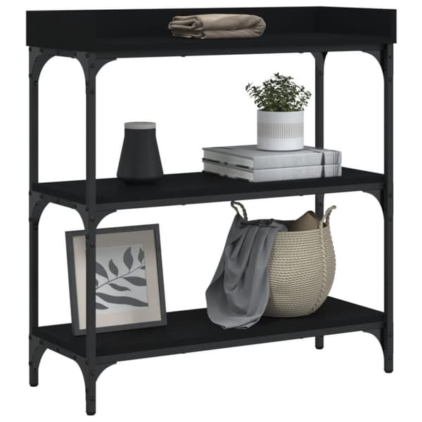 vidaXL Konsolbord med hyllor svart 75x30x80 cm