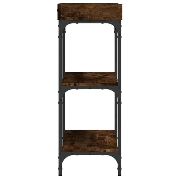 vidaXL Konsolbord med hyllor rökfärgad ek 75x30x80 cm
