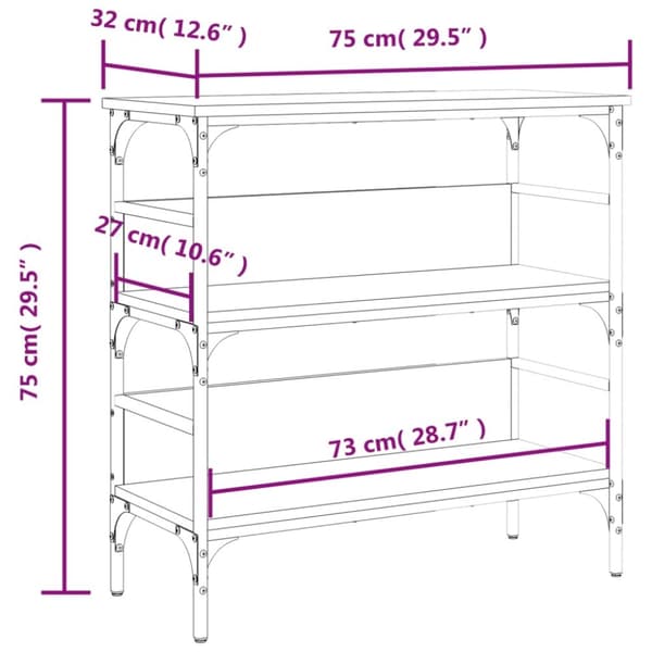 vidaXL konsolbord 75x32x75 cm konstrueret træ grå sonoma-eg