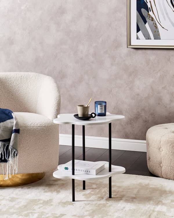 2-delt bordrekke i gull med ramme i rustfritt stål Herdet glass Rund bordplate Glamour