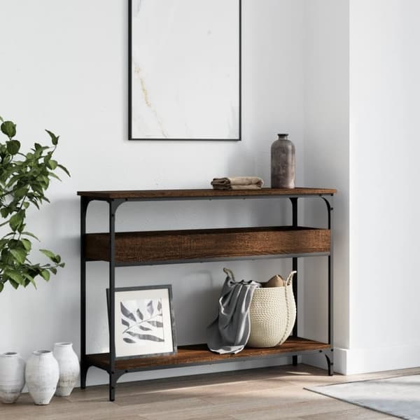 vidaXL Avlastningsbord med hylla brun ek 100x29x75 cm konstruerat trä