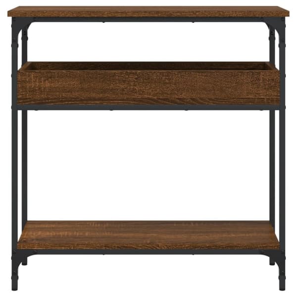 vidaXL konsolbord med hylde 75x29x75 cm konstrueret træ brunt egetræ