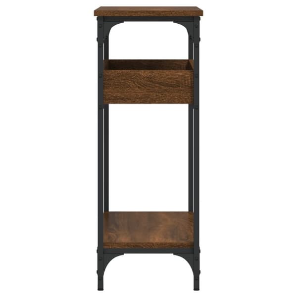 vidaXL konsolbord med hylde 75x29x75 cm konstrueret træ brunt egetræ