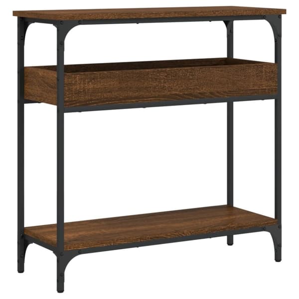 vidaXL konsolbord med hylde 75x29x75 cm konstrueret træ brunt egetræ