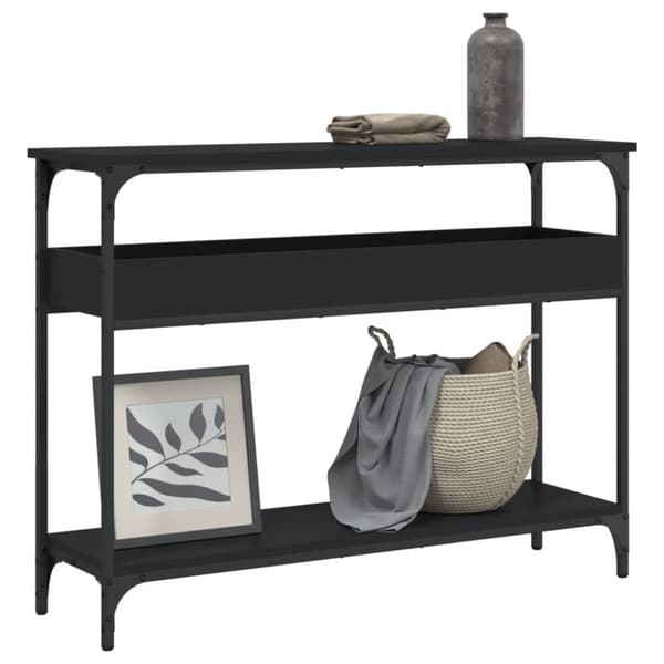 vidaXL konsolbord med hylde 100x29x75 cm konstrueret træ sort