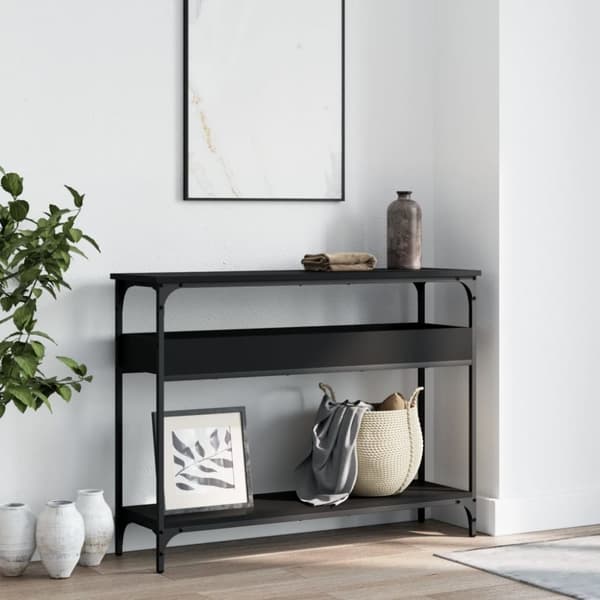 vidaXL konsolbord med hylde 100x29x75 cm konstrueret træ sort