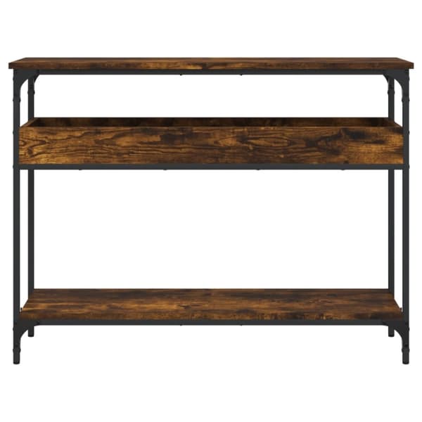 vidaXL konsolbord med hylde 100x29x75 cm konstrueret træ røget eg
