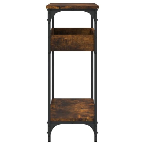 vidaXL konsolbord med hylde 100x29x75 cm konstrueret træ røget eg