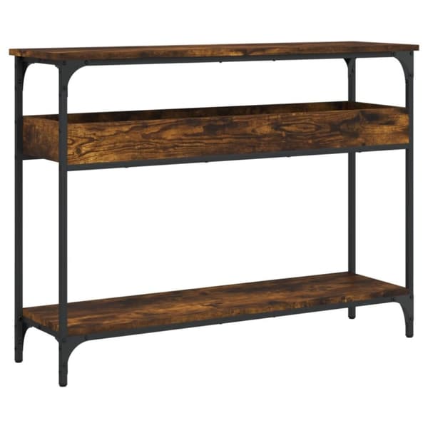 vidaXL konsolbord med hylde 100x29x75 cm konstrueret træ røget eg