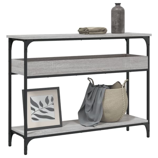vidaXL Konsolipöytä hyllyllä harmaa Sonoma 100x29x75 cm tekninen puu