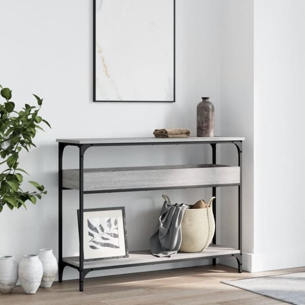 vidaXL Konsolipöytä hyllyllä harmaa Sonoma 100x29x75 cm tekninen puu