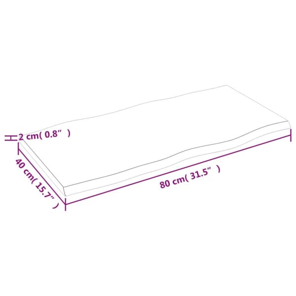 Bordsskiva mörkbrun 80x40x2 cm massiv ek levande kant