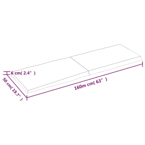 Bordsskiva 160x50x(2-6) cm obehandlad massiv ek levande kant