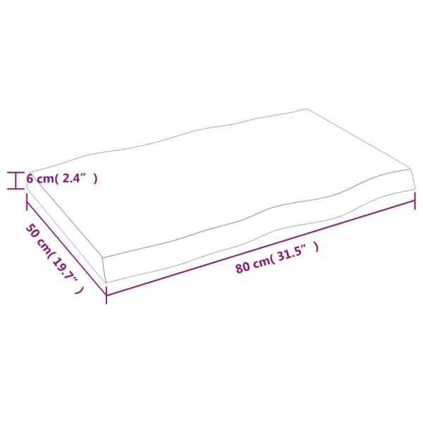 Bordsskiva 80x50x(2-6) cm obehandlad massiv ek levande kant