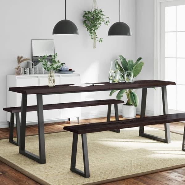 bordplade 200x40x(2-4) cm naturlig kant behandlet træ mørkebrun