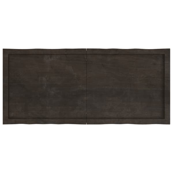 bordplade 120x50x(2-6) cm naturlig kant behandlet træ mørkebrun