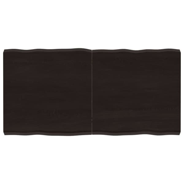 bordplade 120x60x(2-6) cm naturlig kant behandlet træ mørkebrun