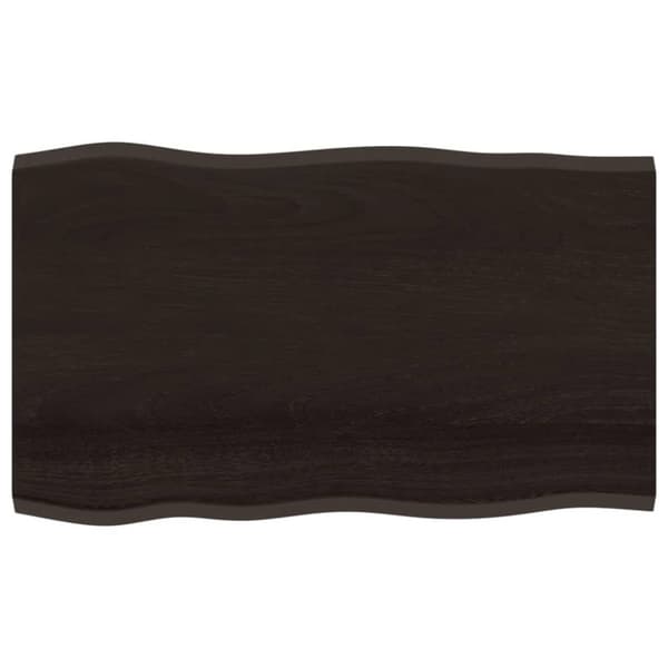 bordplade 100x60x2 cm naturlig kant behandlet egetræ mørkebrun