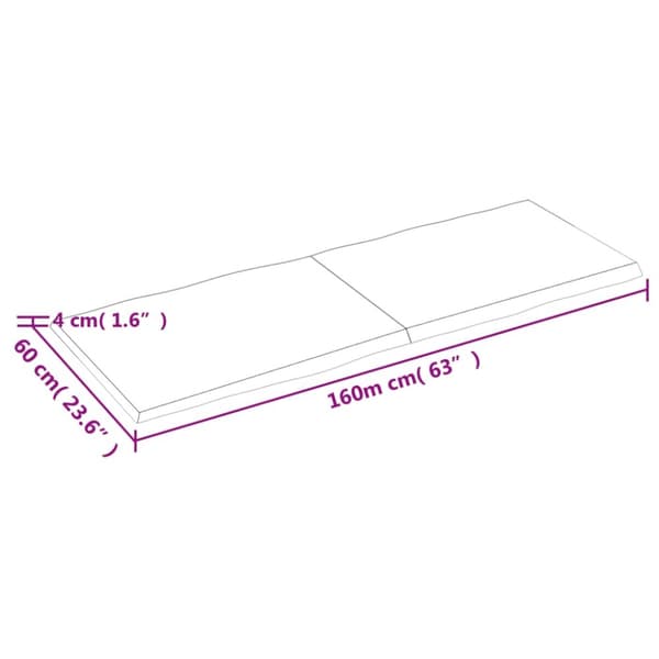 Pöytälevy ruskea 160x60x(2-4)cm käsitelty täystammi elävä reuna