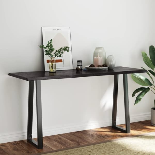bordplade 160x60x(2-4) cm naturlig kant behandlet træ mørkebrun