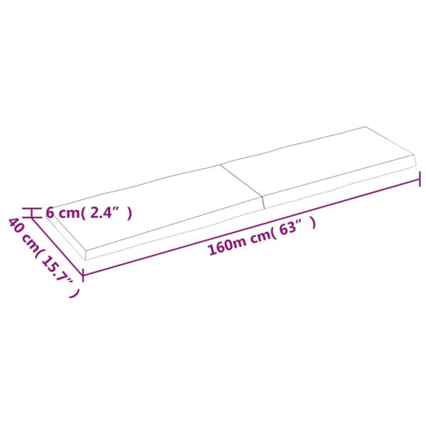 Bordsskiva 160x40x(2-6) cm obehandlad massiv ek levande kant