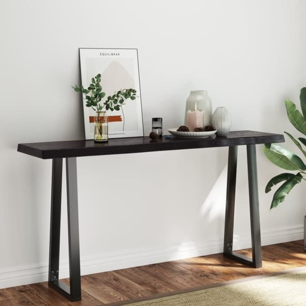 Bordsskiva mörkbrun 160x40x(2-6) cm massivt trä levande kant