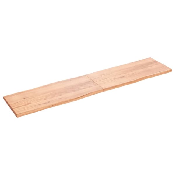 bordplade 220x50x(2-4) cm naturlig kant behandlet træ lysebrun
