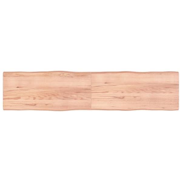 bordplade 220x50x(2-4) cm naturlig kant behandlet træ lysebrun