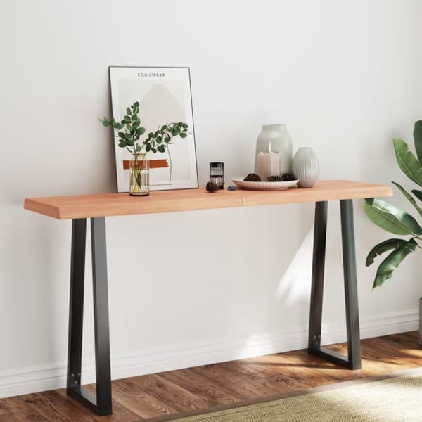 bordplade 160x40x(2-6) cm naturlig kant behandlet træ lysebrun
