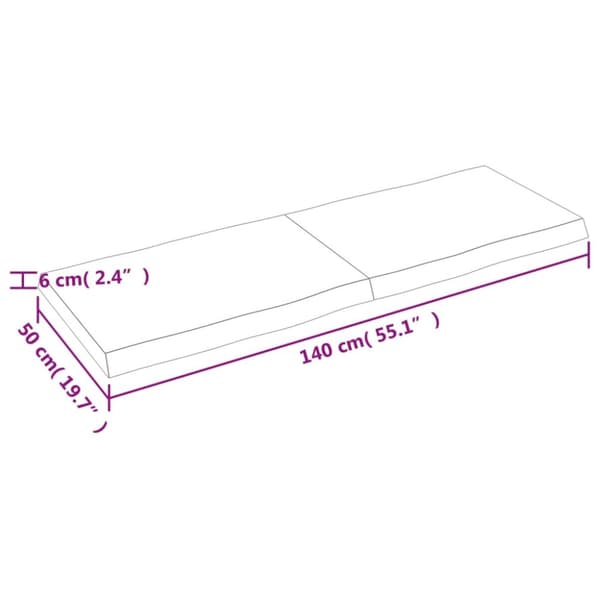 Bordsskiva 140x50x(2-6) cm obehandlad massiv ek levande kant