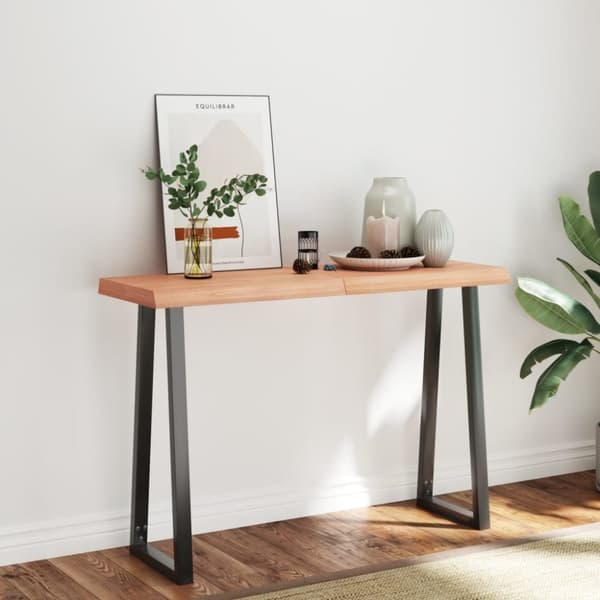 bordplade 120x40x(2-6) cm naturlig kant behandlet træ lysebrun