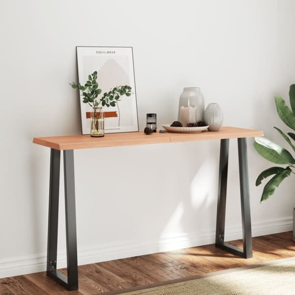 bordplade 140x40x(2-4) cm naturlig kant behandlet træ lysebrun