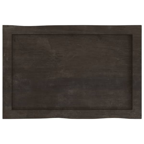 bordplade 60x40x(2-6) cm naturlig kant behandlet træ mørkebrun