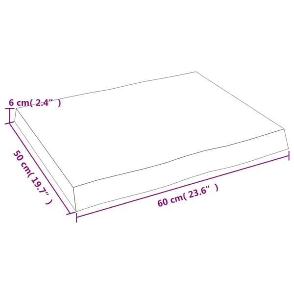 Pöytälevy ruskea 60x50x(2-6)cm käsitelty täystammi elävä reuna