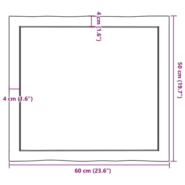 Pöytälevy ruskea 60x50x(2-6)cm käsitelty täystammi elävä reuna
