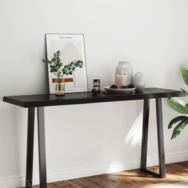 bordplade 160x50x(2-6) cm naturlig kant behandlet træ mørkebrun