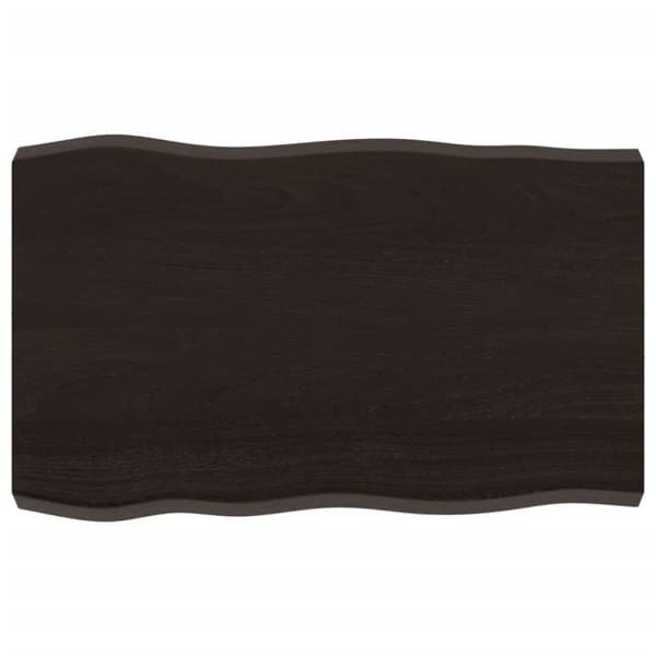 bordplade 80x50x(2-6) cm naturlig kant behandlet træ mørkebrun
