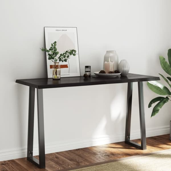 Bordsskiva mörkbrun 140x60x(2-4) cm massivt trä levande kant