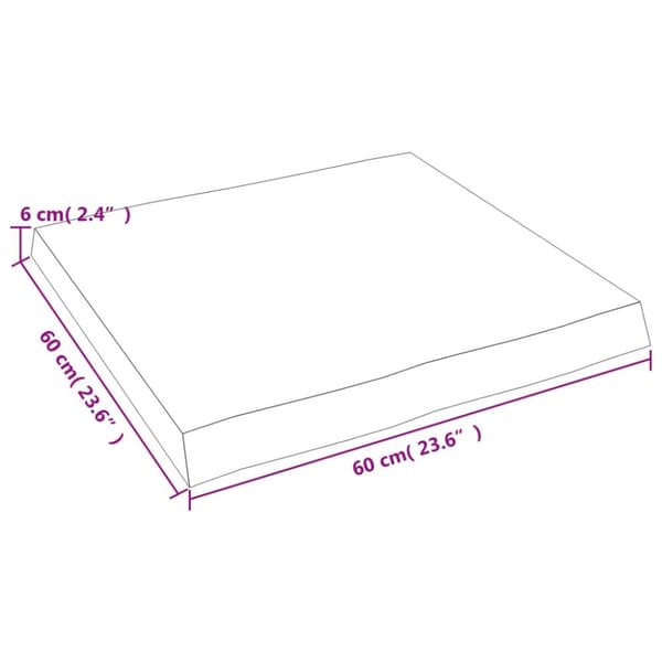 Pöytälevy ruskea 60x60x(2-6)cm käsitelty täystammi elävä reuna