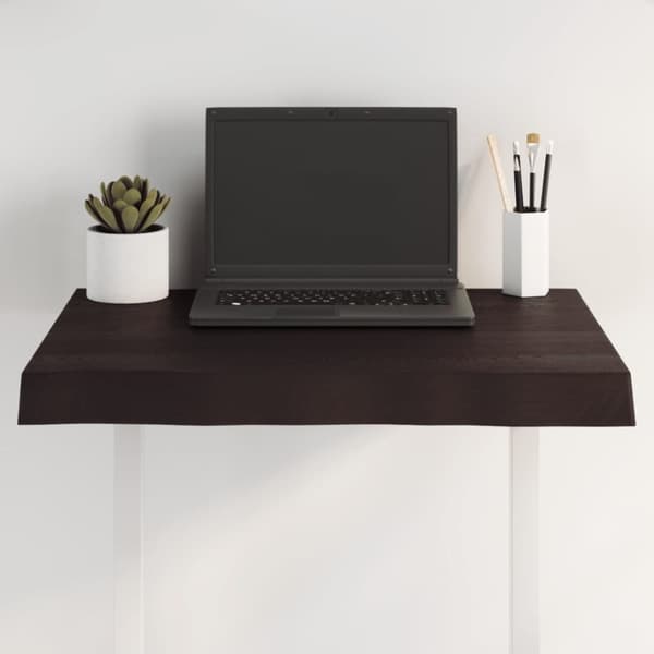 bordplade 60x60x(2-6) cm naturlig kant behandlet træ mørkebrun