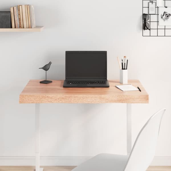 Bordsskiva ljusbrun 80x40x(2-6) cm massivt trä levande kant