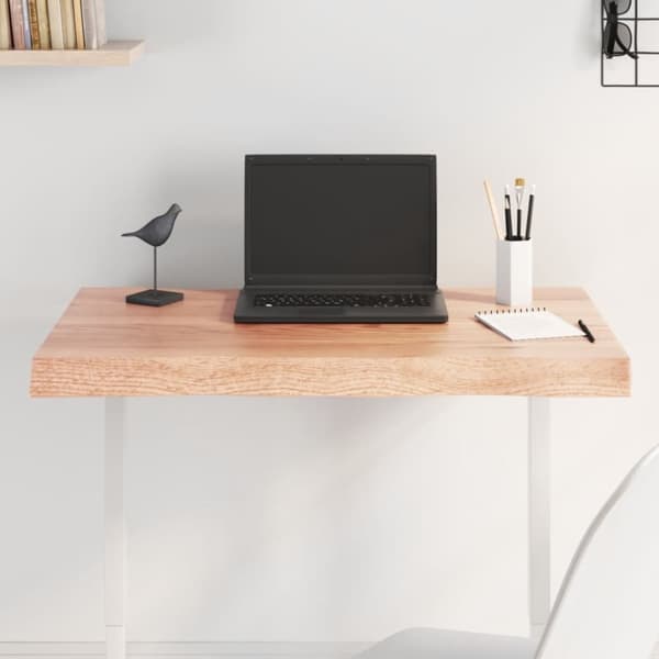 Bordsskiva ljusbrun 80x40x(2-6) cm massivt trä levande kant