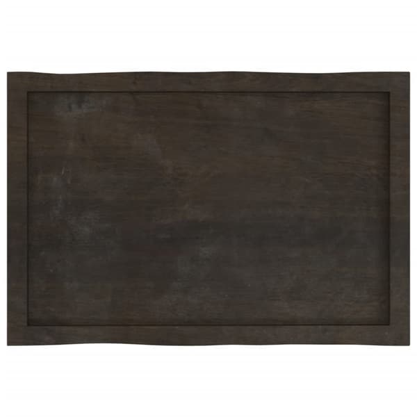 bordplade 80x50x(2-4) cm naturlig kant behandlet træ mørkebrun