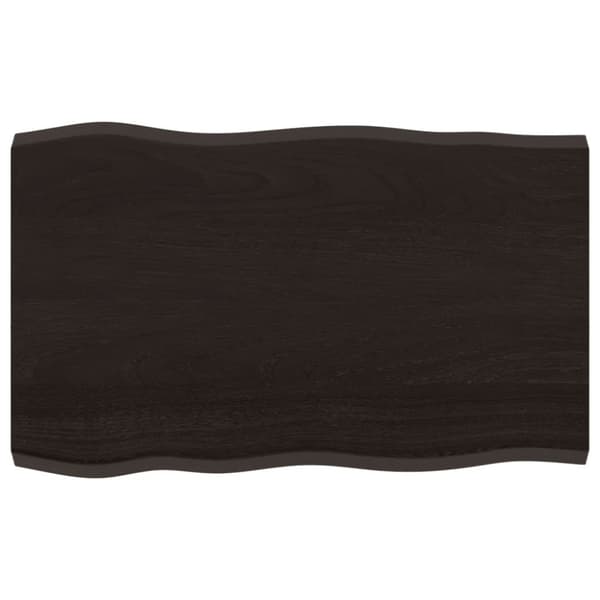 bordplade 80x50x(2-4) cm naturlig kant behandlet træ mørkebrun
