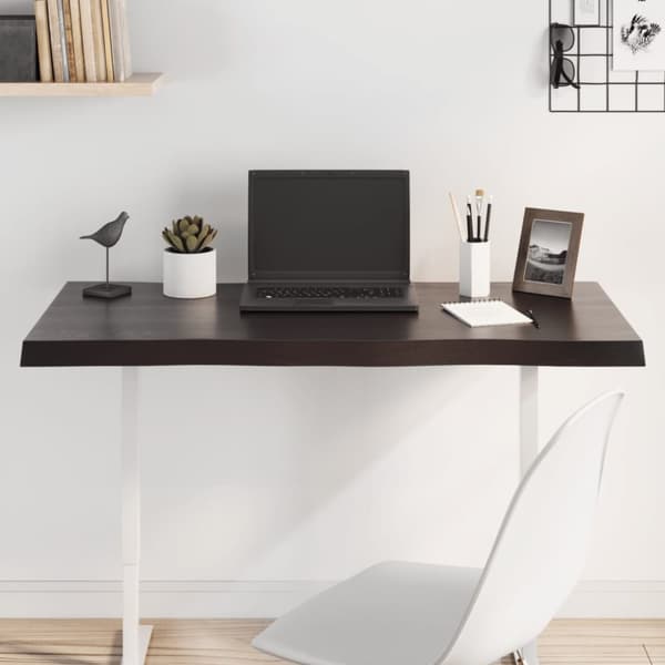 Bordsskiva mörkbrun 100x60x(2-4) cm massivt trä levande kant