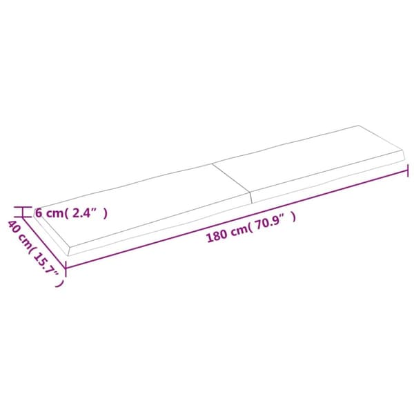 Pöytälevy ruskea 180x40x(2-6)cm käsitelty täystammi elävä reuna